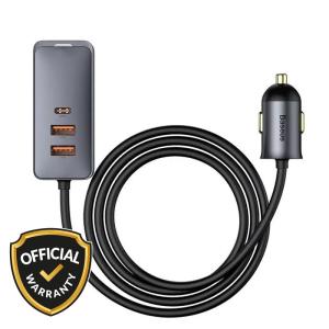 Baseus 120W 2USB+2Type-C PPS Multi-port Fast Charging Car Charger with Extension Cord (CCBT-A0G)